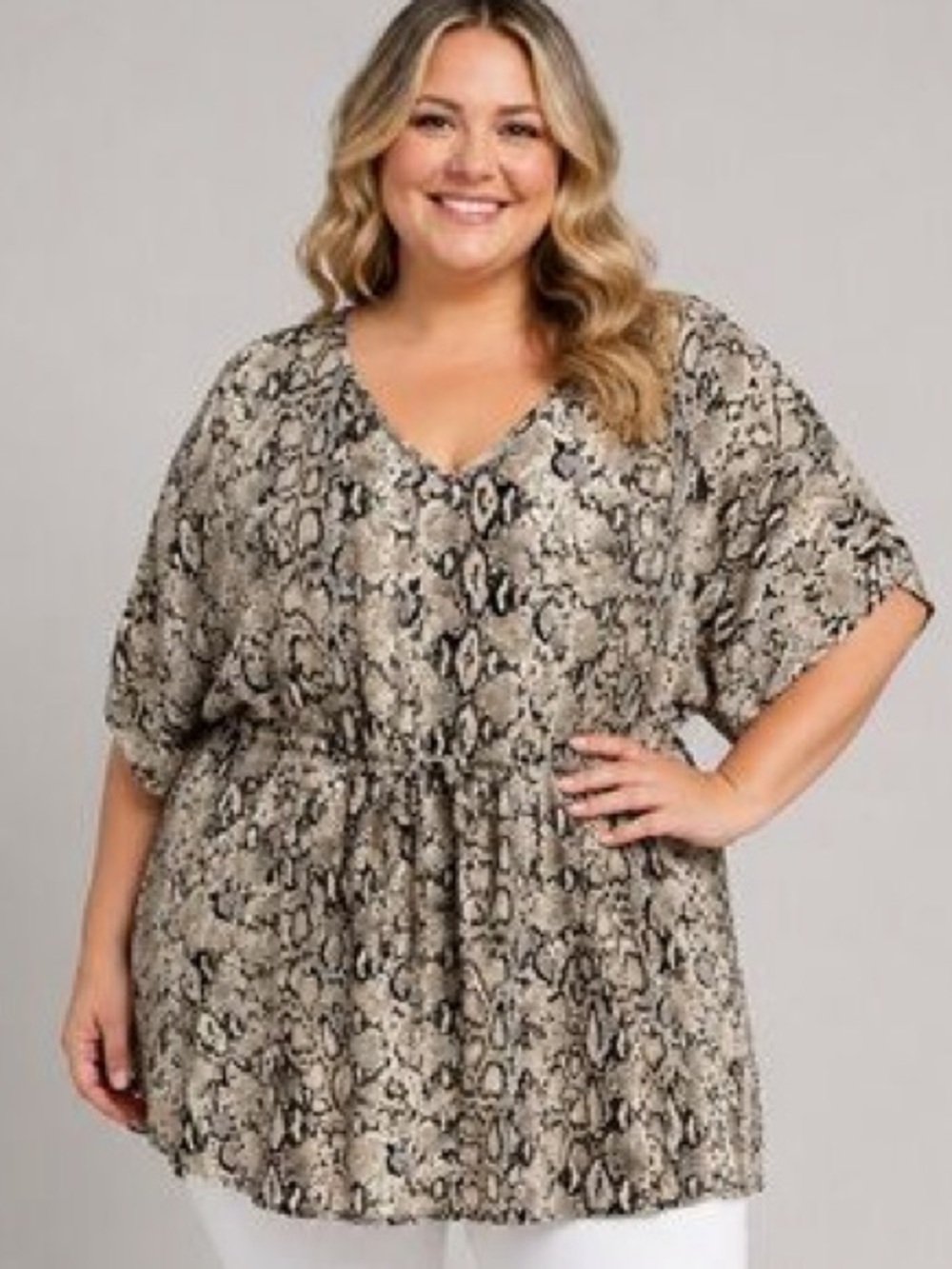 Mario Serrani Snakeskin Print Tunic Cover-Up Top Large